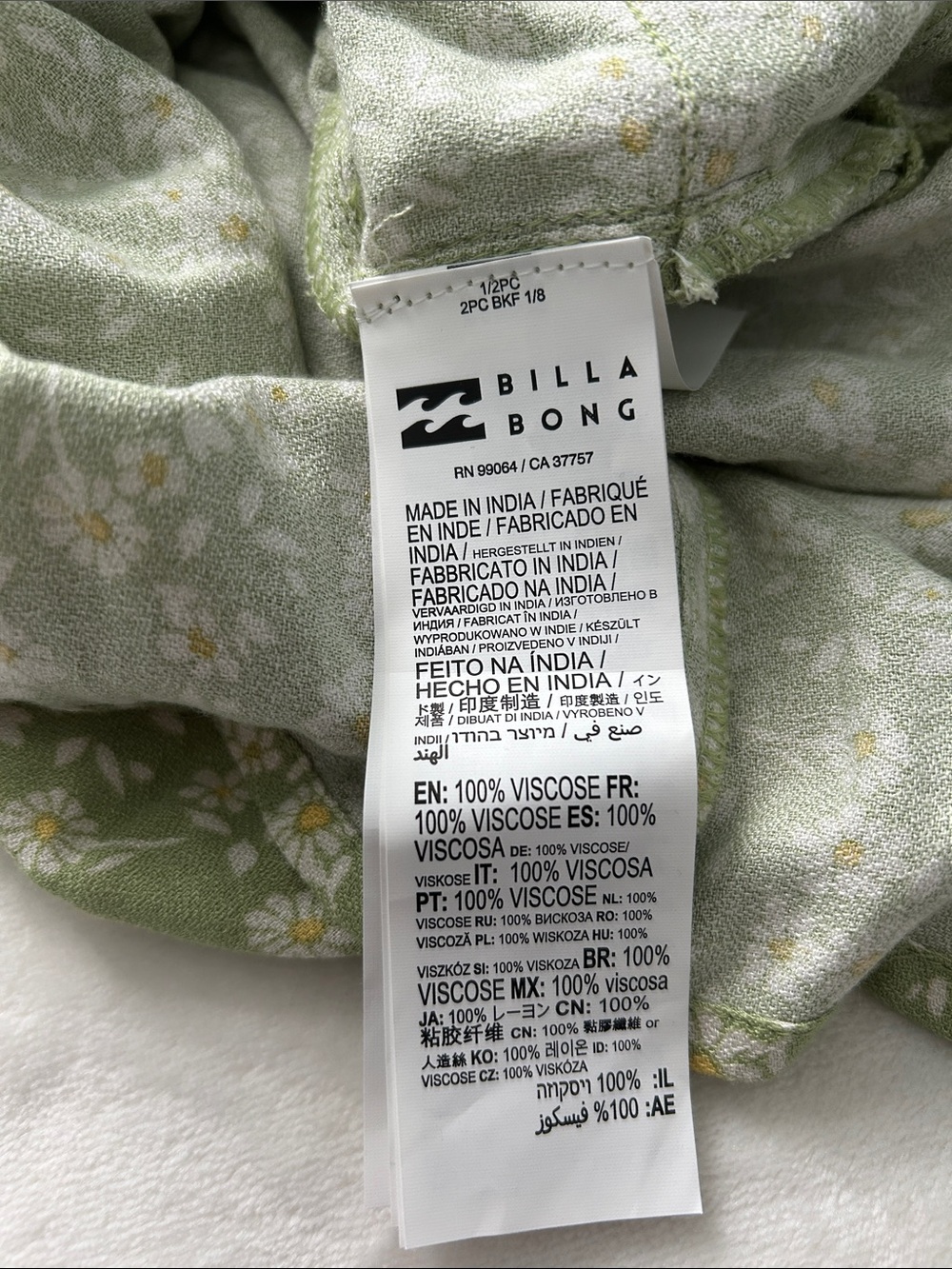 Billabong Sage Green Floral Button-Front Midi Dress - Picture 7 of 9